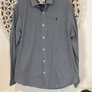 An Original Penguin navy and white checkered button down classic fit size large